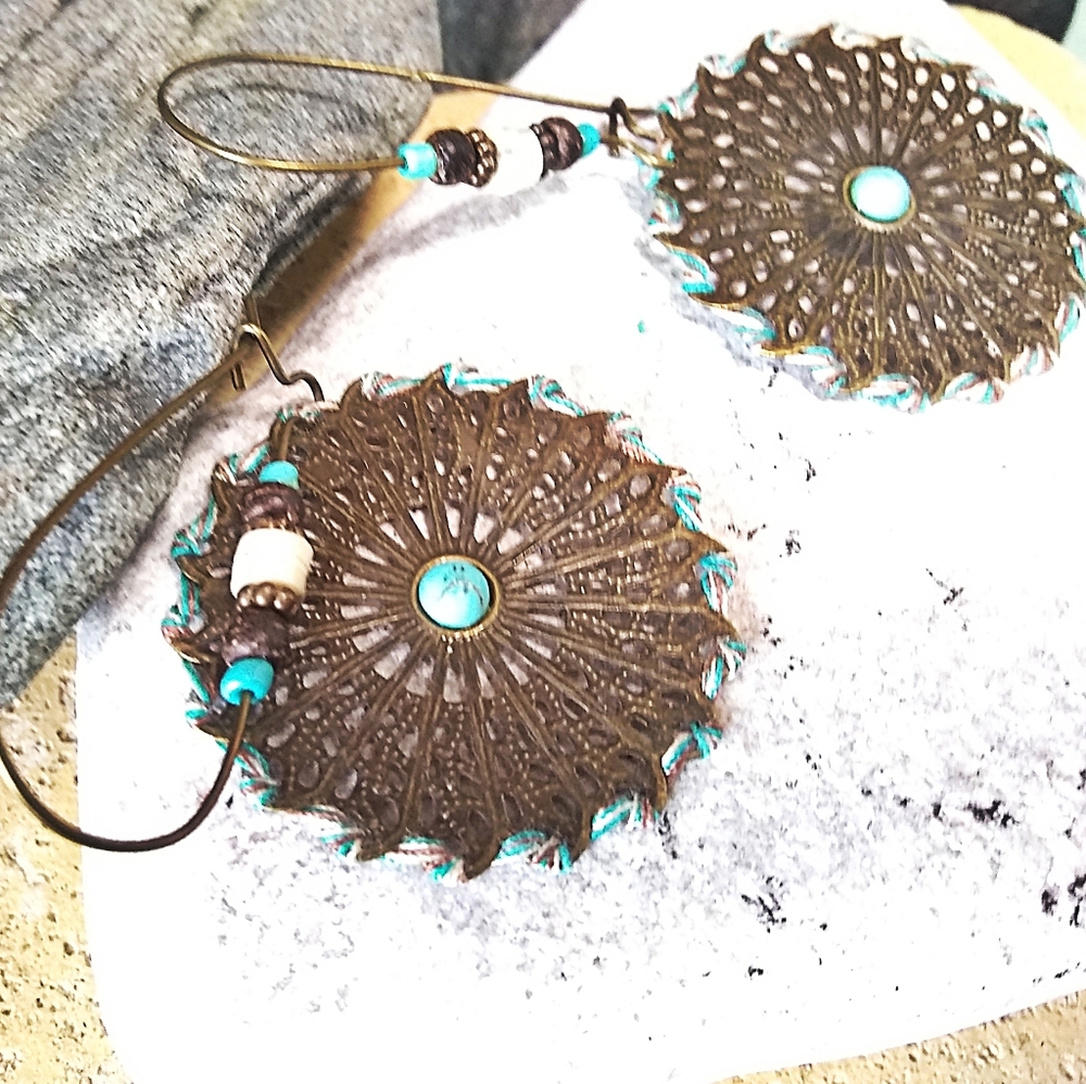 🐞2/$20 Pinwheel Mandala Boho Earrings - Picture 4 of 4